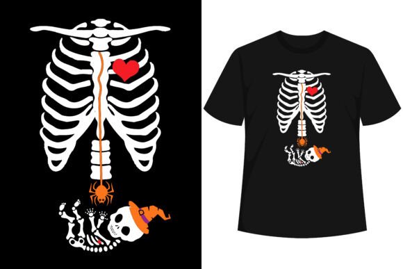 A Pregnant Skeleton Mom Halloween Graphic for T-Shirt Designs