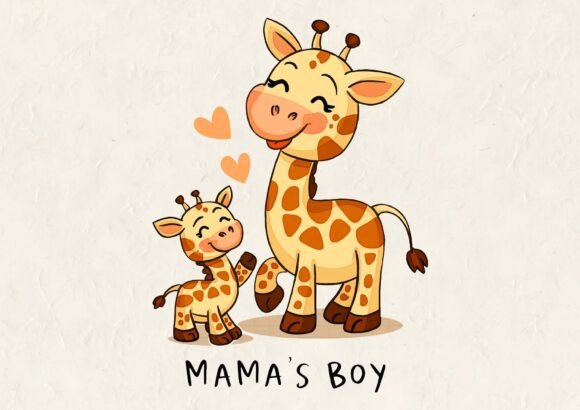 A Sweet Giraffe Family Graphic for T-Shirt Designs