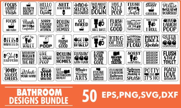 Bathroom SVG Graphics for T-Shirt Designs & Branding