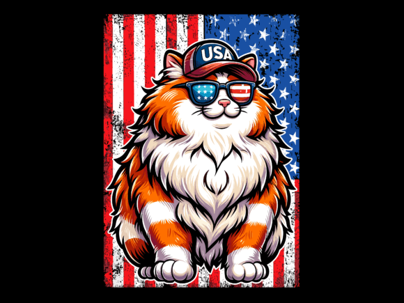 Evaluating Patriotic Cat Graphics for T-Shirt Designs