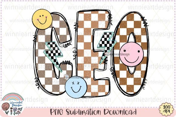 Groovy Mama: A Retro Checkered Smile for Your Embroidery Projects