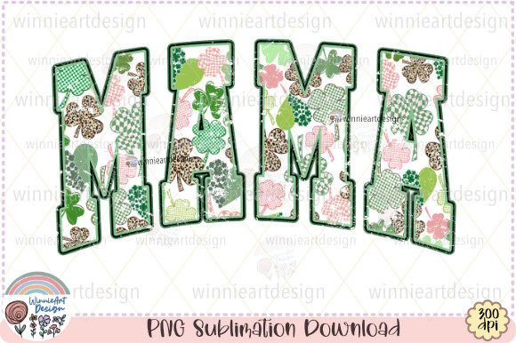 Mama St Patricks Retro Varsity Shamrock Graphics for T-Shirt Designs