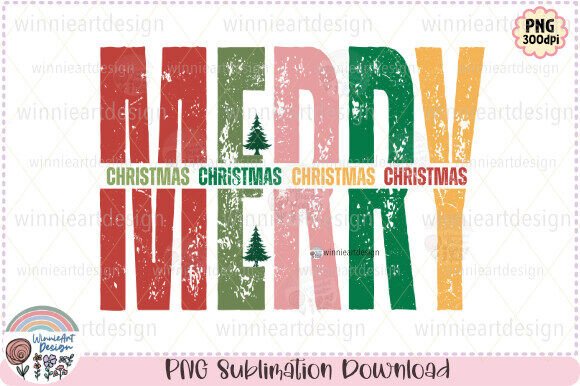 Merry Christmas Retro Grunge Distressed Graphics for T-Shirt Designs